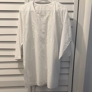 White Tunic With Embroidery- Size L/XL